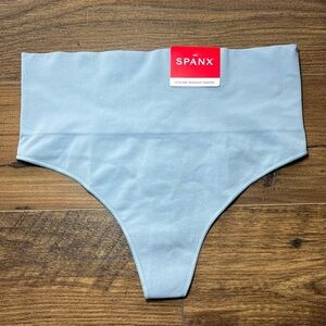Spanx Women's EcoCare Shaping Thong Underwear Antique Blue Compression NEW Small